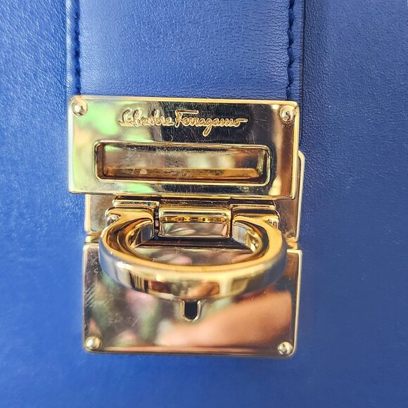 Salvatore Ferragamo Blue Leather Marlene Tote - Picture 4 of 8